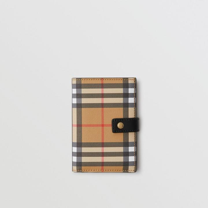 Burberry Burberry Vintage Check And Leather Folding Wallet, Black