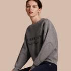 Burberry Burberry Topstitch Detail Wool Cashmere Blend Sweatshirt, Grey