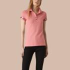 Burberry Burberry Check Trim Stretch Cotton Piqu Polo Shirt, Pink