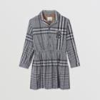 Burberry Burberry Childrens Long-sleeve Monogram Motif Check Cotton Dress, Size: 14y, Black