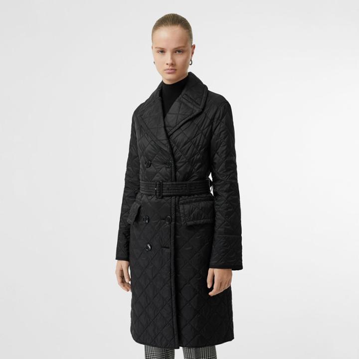 Burberry Burberry Lightweight Diamond Quilted Coat, Black