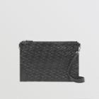 Burberry Burberry Embossed Monogram Leather Zip Pouch