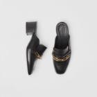 Burberry Burberry Link Detail Leather Block-heel Mules, Size: 37, Black