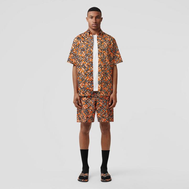 Burberry Burberry Monogram Print Cotton Shorts, Size: 38