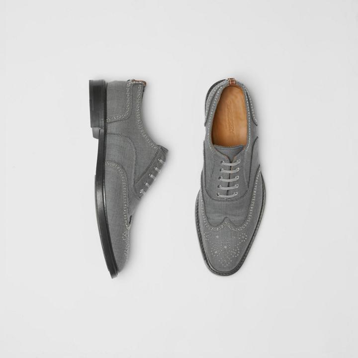 Burberry Burberry Studded Wool Brogues, Size: 39, Grey
