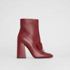 Burberry Burberry Studded Bar Detail Leather Ankle Boots, Size: 38, Red