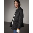 Burberry Burberry Check Detail Diamond Quilted Jacket, Black