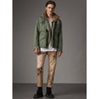 Burberry Burberry Packaway Hood Cotton Field Jacket With Fur Warmer, Size: 38, Green