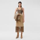 Burberry Burberry Fringed Wool Cashmere A-line Skirt, Size: 04, Beige