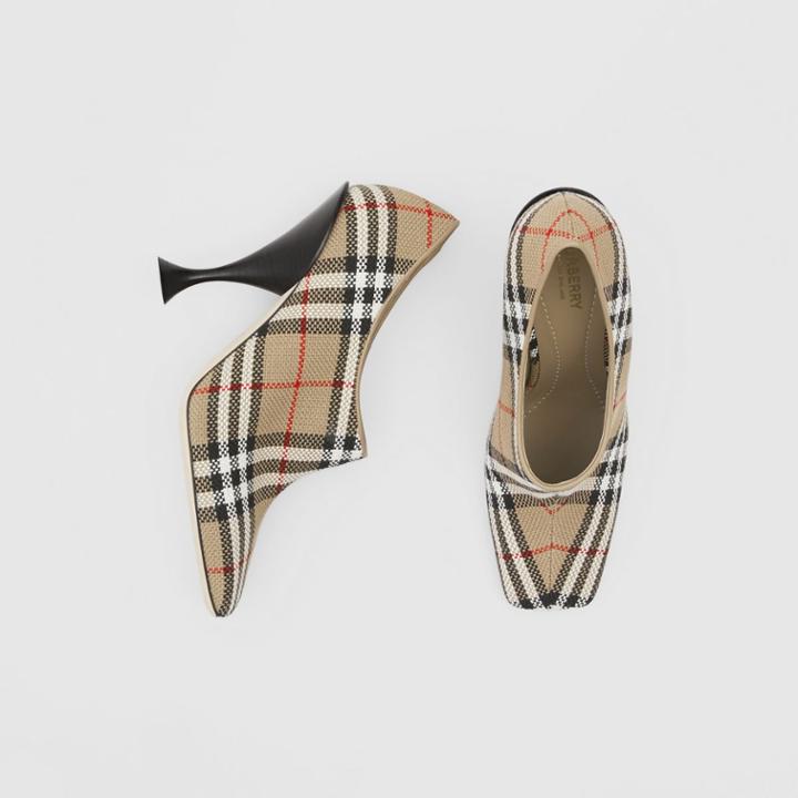 Burberry Burberry Latticed Cotton Square-toe Pumps, Size: 35.5, Beige