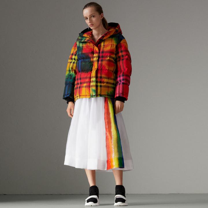 Burberry Burberry Rainbow Print Organdie Cotton Skirt, Size: 00