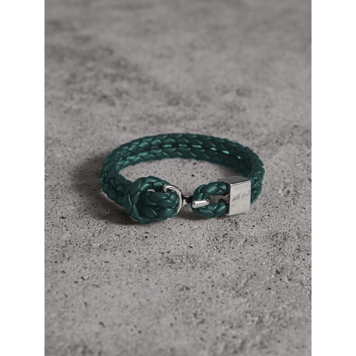 Burberry Burberry Braided Leather Bracelet, Blue