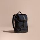 Burberry Burberry Leather Trim Lightweight Backpack, Blue