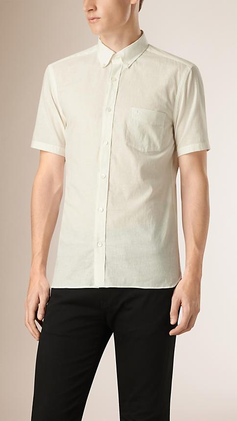 Burberry Brit Short-sleeved Stretch Cotton Poplin Shirt