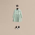 Burberry Burberry Check Detail Stretch Cotton Trench Dress, Size: 8y, Green