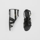 Burberry Burberry Union Jack Motif Leather And Suede Sandals, Size: 38, Black