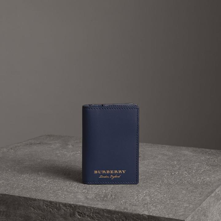 Burberry Burberry Trench Leather Folding Card Case, Blue