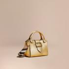 Burberry Burberry The Small Buckle Tote In Metallic Leather, Yellow