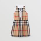 Burberry Burberry Childrens Sleeveless Check Stretch Cotton Zip-front Dress, Size: 10y