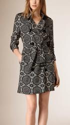Burberry Lace Print Unlined Silk Trench Coat