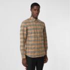 Burberry Burberry Small Scale Check Stretch Cotton Shirt, Size: Xl, Beige