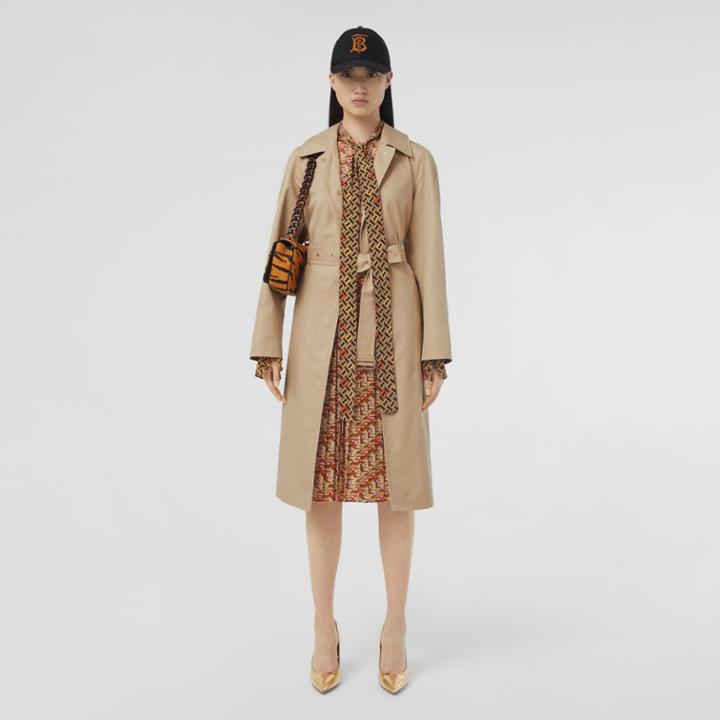 Burberry Burberry Tiger Print-lined Cotton Gabardine Belted Car Coat, Size: 02