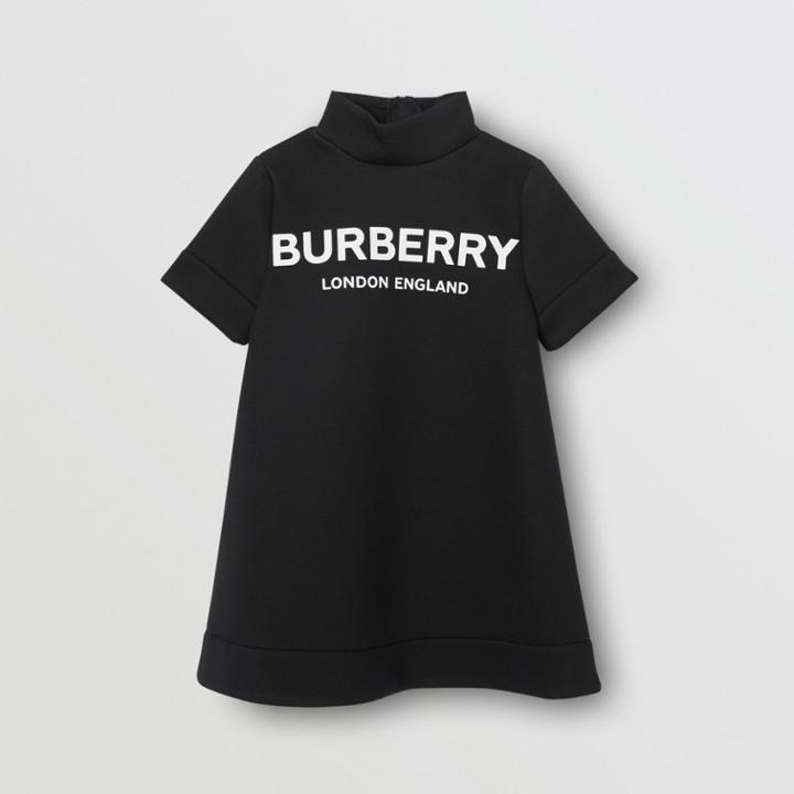 Burberry Burberry Childrens Logo Print Funnel Neck Dress, Size: 8y, Black