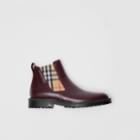 Burberry Burberry Vintage Check Detail Leather Chelsea Boots, Size: 42, Red