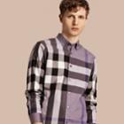 Burberry Burberry Check Cotton Shirt, Size: Lsf, Purple