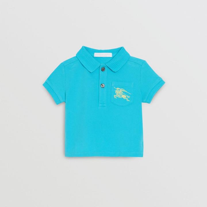 Burberry Burberry Childrens Ekd Logo Cotton Piqu Polo Shirt, Size: 12m, Blue