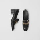 Burberry Burberry Link Detail Leather Block-heel Loafers, Size: 38.5, Black