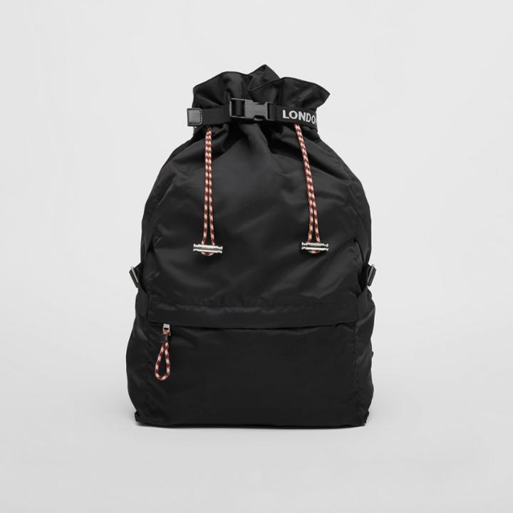 Burberry Burberry Logo Detail Nylon Drawcord Backpack, Black