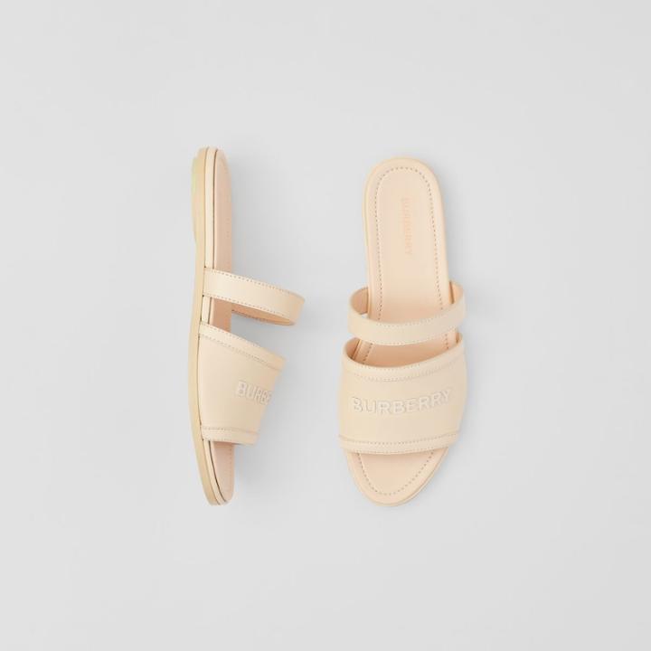 Burberry Burberry Logo Print Leather Sandals, Size: 35