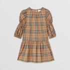 Burberry Burberry Childrens Puff-sleeve Vintage Check Stretch Cotton Dress, Size: 10y