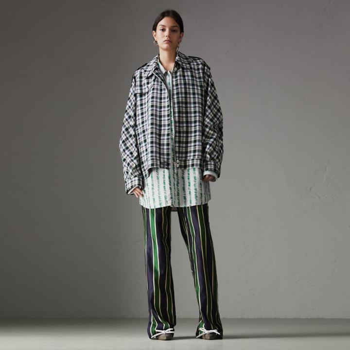 Burberry Burberry Check Oversized Harrington Jacket, Size: 04