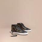 Burberry Burberry Rivet And Eyelet Leather High-top Trainers, Size: 37, Black