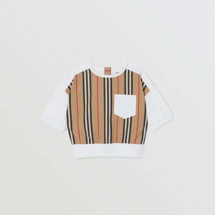 Burberry Burberry Childrens Icon Stripe Panel Cotton T-shirt, Size: 12y, White
