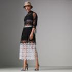 Burberry Burberry Gathered-sleeve Geometric Lace Dress, Size: 04, Black