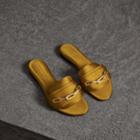 Burberry Burberry Link Detail Satin And Leather Slides, Size: 35, Yellow