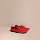 Burberry Burberry Suede Loafers With Engraved Check Detail, Size: 40, Red