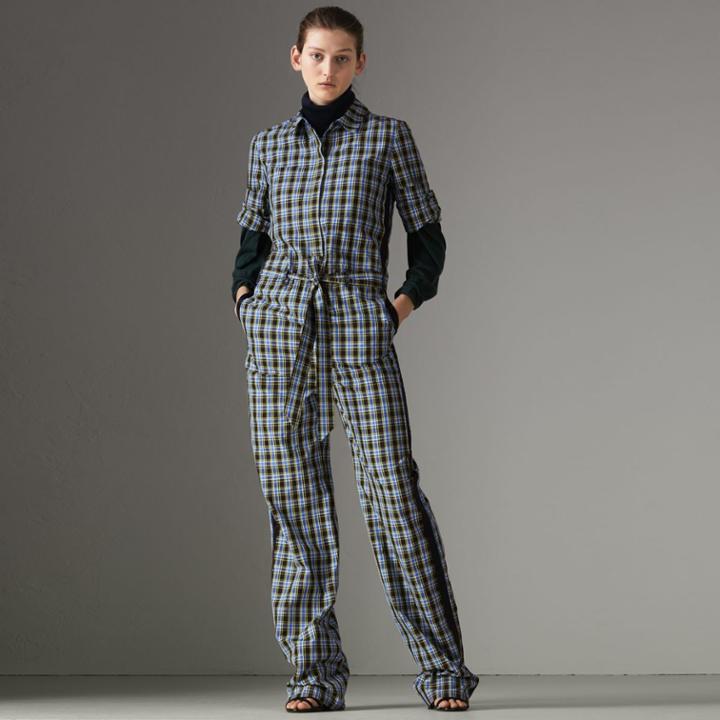 Burberry Burberry Check Cotton Silk Jumpsuit, Size: 04