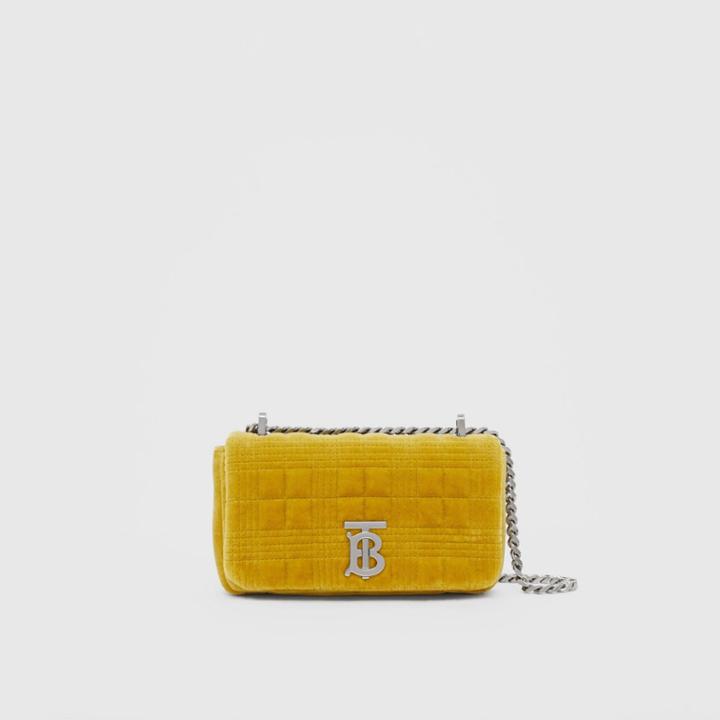 Burberry Burberry Mini Quilted Velvet Lola Bag, Green