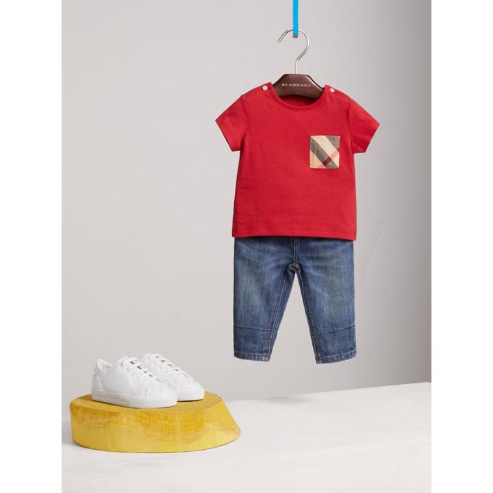 Burberry Burberry Check Pocket Cotton T-shirt, Size: 18m