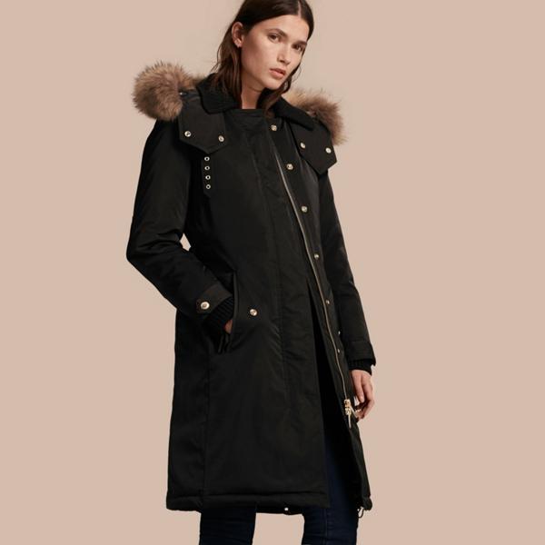 Burberry Down-filled Parka Coat With Detachable Fur Trim