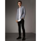 Burberry Burberry Gingham Cotton Poplin Shirt With Check Detail, Blue