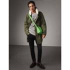Burberry Burberry Shearling Collar Ramie Cotton Field Jacket, Size: 44, Green