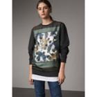 Burberry Burberry Unisex Beasts Print Silk Panel Cotton Sweatshirt, Size: Xl, Grey