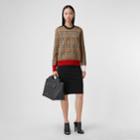 Burberry Burberry Button Detail Check Technical Wool Jacquard Sweater, Size: Xs, Beige