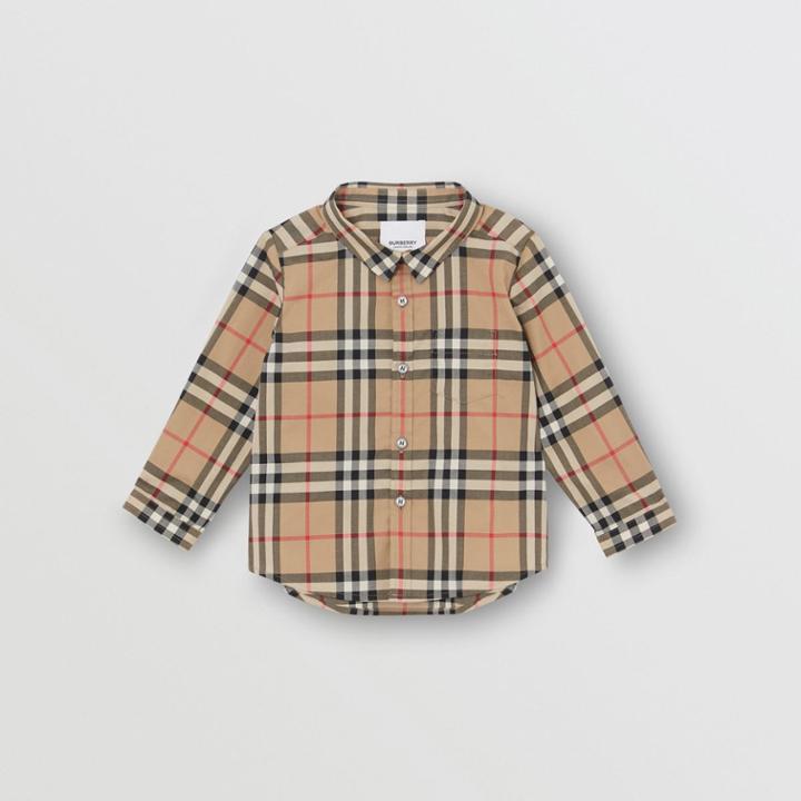 Burberry Burberry Childrens Vintage Check Cotton Shirt, Size: 12m, Beige