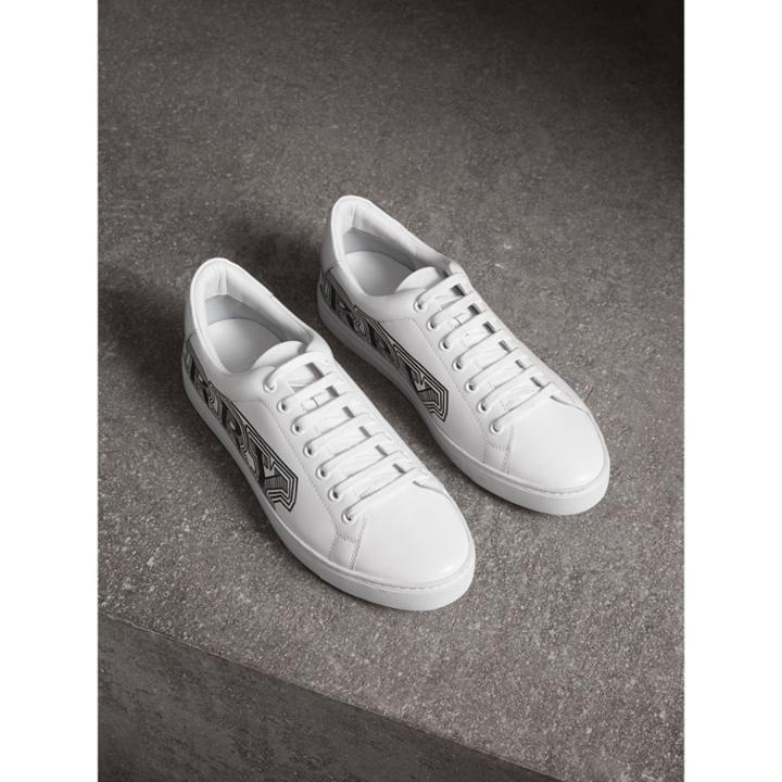 Burberry Burberry Doodle Print Leather Trainers, Size: 43